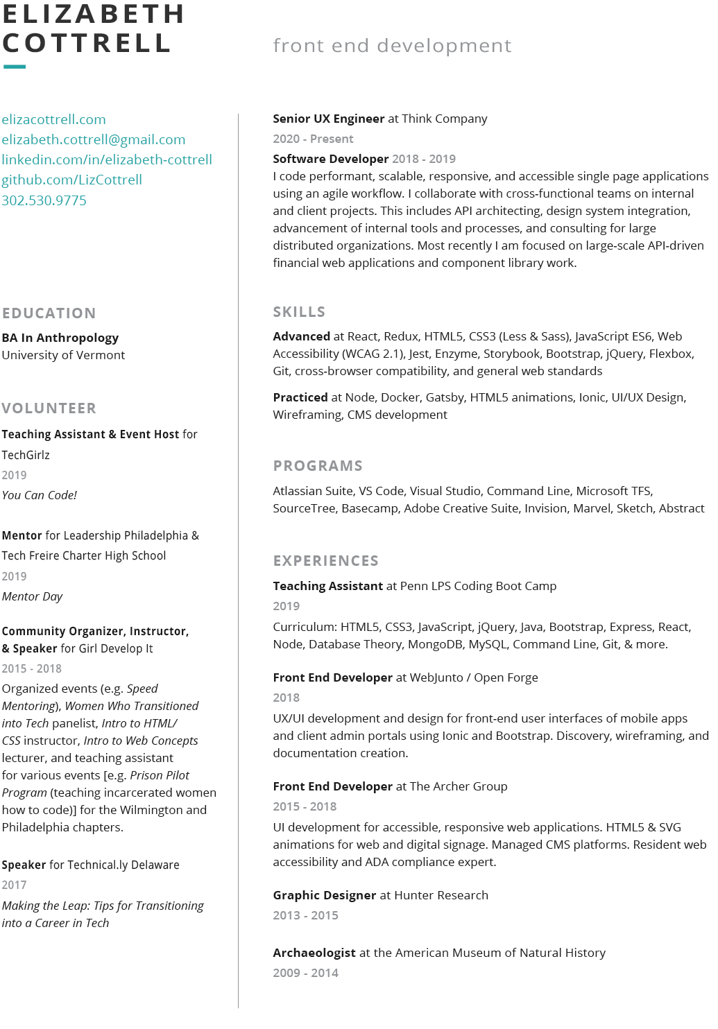 Eliza Cottrell's resume - click to download